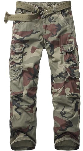 Faysfad Pantalon cargo de combat militaire tactique en coton pour homme pantalon de travail avec plusieurs poches, camouflage, 54