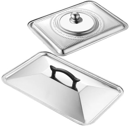 HOMOCONO 2piezas Tapa De Acero Inoxidable para Ollas Tapa De Sartén De Repuesto Visible para Asar Pescado Resistente Roturas Utensilios De Cocina Hogar y Restaurante