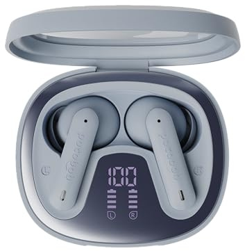 pocobob 8 Bluetooth 5.3 In-Ear Kopfhörer mit Mikrofon, ENC, App-Steuerung, 32 Std Akku, Touch, USB-C, IPX4 Wasserschutz – True Wireless Earbuds – Hellblau/Light Blue