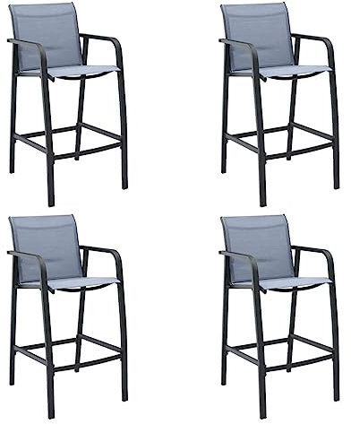 XINCXIN Garten-Barstühle 4 STK., Chair Stühle Gartenstühle Korbsessel Geeignet für Garden Balcony Outdoor Pool Grau Textilene