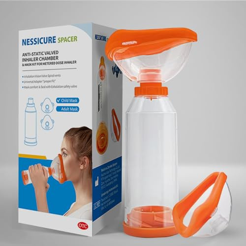 cámara de inhalación para adultos, niños o bebés con máscara, cámara de aerosol que ayuda a la entrega de medicamentos para el asma (amarillo, máscara infantil)