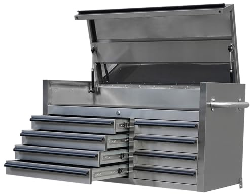 Excel 41 Stainless Steel Tool Chest with 8 Drawers, Heavy Duty Garage & Workshop Storage Cabinet
