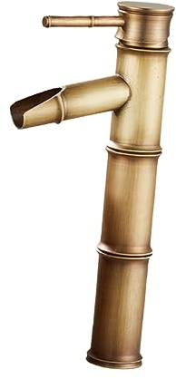 VILLCASE Rubinetto Bagno Lavabo in Rame Stile Bamboo Antico Miscelatore Acqua Calda e Fredda con 2 Tubi di Ingresso per Bagno e Cucina