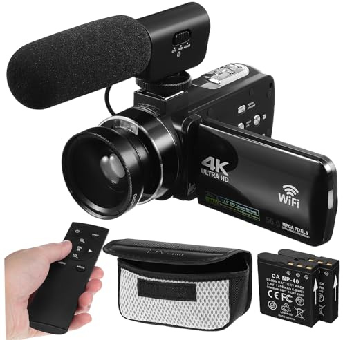 NUOBESTY Cámara de Vídeo Digital HD Pantalla Táctil IPS de 3 Pulgadas, Zoom Digital 18x, Micrófono Integrado y Cámara Falsa para Vlogs y Bodas