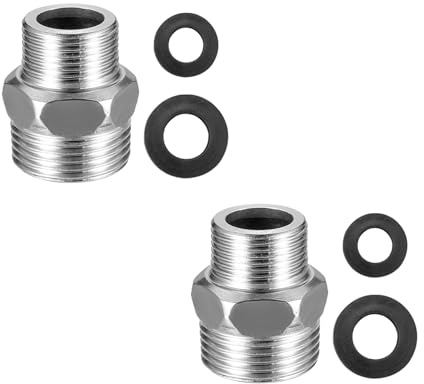 QZKJQDD 2 Pcs 3/4 Male to 1/2 Male BSP Thread Stainless Steel Hex Bushing Reducing Connector, 3/4” to 1/2” Adapter, for Water, Gas, Pipe Connecting Conversion with Sealing Rings