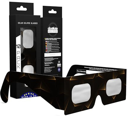 Gafas Eclipse Solar Homologadas ISO 12312-2 CE EPI | Lentes para Eclipse Solar | Fabricante Europeo Reconocido AAS | Eclipse Total España 2026 | 55+ Diseños | Packs 1/2/6/10/50/100