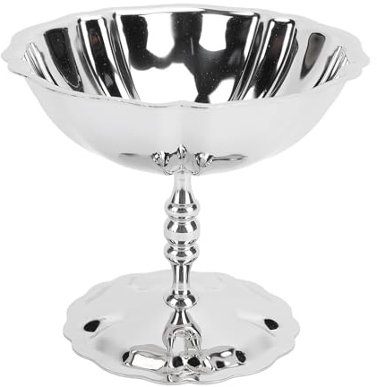 LICAEVEY Eisbecher aus Edelstahl, Hohe Dessert-Servierschüssel mit Eleganten Mustern, 200 Ml Fassungsvermögen, Wiederverwendbare Schüssel mit Fuß für Heimpartys