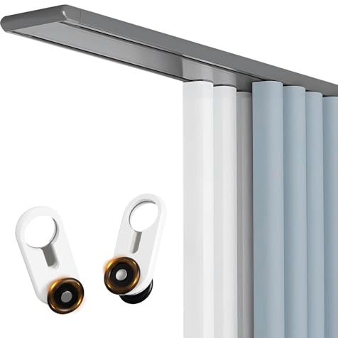 Asta per tenda a 2 corsie da soffitto regolabile da 1 a 6 m, per balconi, uffici, hotel, cliniche, colore grigio, 4,8 m, dal design elegante