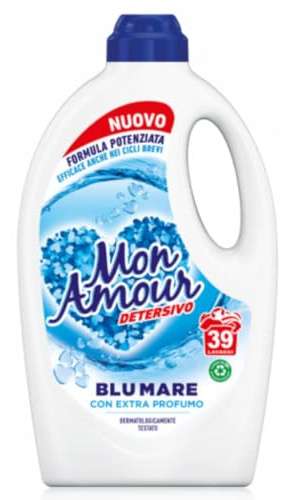 Mon Amour Detersivo Blu mare con EXTRA PROFUMO - Formula potenziata efficace anche nei cicli brevi - 39LAV. 3PZ X 1,560L