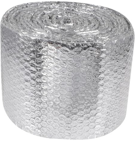 CORHAD Aluminium Isolierrolle mit Luftpolsterfolie zur Wärmedämmung von Rohren und Heizkörpern Einfache Installation Silberfarbene Reflektierende Isolationsfolie 1 Rolle
