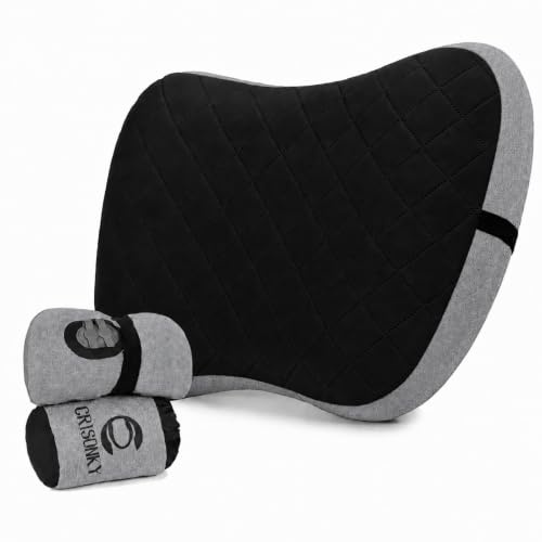 Crisonky Camping Pillow with Removable Cover, Ultralight Inflatable Pillow | Dual Air Valve, Washable Cover, Ergonomic Neck & Lumbar Support, Portable & Packable for Camping, Hiking, Travel