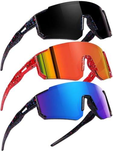 Lot de 3 Lunettes de Soleil Enfant Sport, Lunette Velo UV400 Pour Garçons et Filles, Lunette de Vitesse Ultra-Légères pour Cyclisme, Course à Pied, VTT et Activités de Plein Air