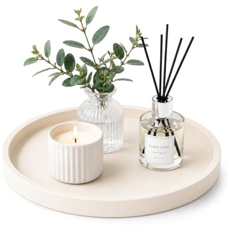 Yuaerbuo Deko Tablett Rund 23 cm, Silikon Dekoteller Rund, Platzteller Dekotablett für Wohnzimmer, Badezimmer, Schlafzimmer