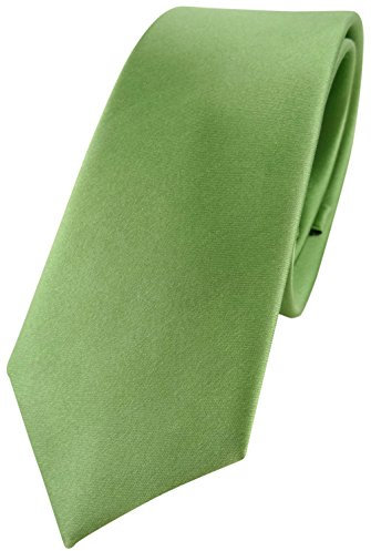 TigerTie schmale Designer Seidenkrawatte Satin grün hellgrün Uni Krawatte Seide