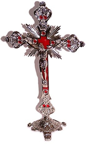30,5 cm stehend katholischen Christian Altar Kirche Decor Kapelle Kreuz Kruzifix von Bethlehem Gifts TM silber