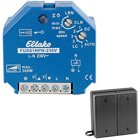 Funkaktor Universal LED Dimmschalter Dimmer Set für dimmbare LED bis 100W für die Unterputzdose, Eltako Dimmer + Funksensor
