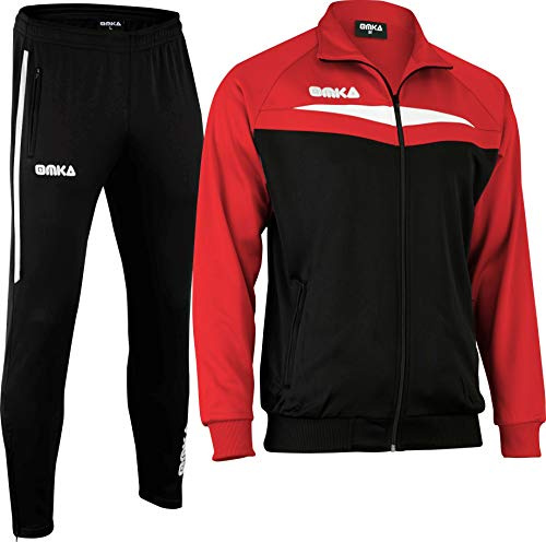 OMKA Optima Trainingsanzug Sportanzug 2-teilig mit Reißverschluss, Mikro-Polyester mit Fleece-Innenfutter, atmungsaktiv für Jogging Fitness Fußball Training Freizeit