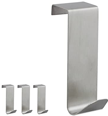 Relaxdays 12 x Türhaken Edelstahl, zum Einhängen, rostbeständig, S-Haken, Türkleiderhaken, für 2 cm Türfalz, Türaufhänger, silber | S-Haken, Türkleiderhaken, für 2 cm Türfalz