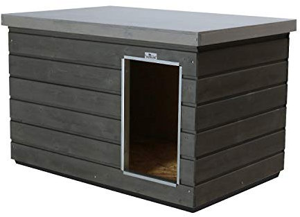 SAUERLAND Hundehütte Aktion Graphitgrau/platingrau, mittelgroß, isoliert, Eingang Längsseite