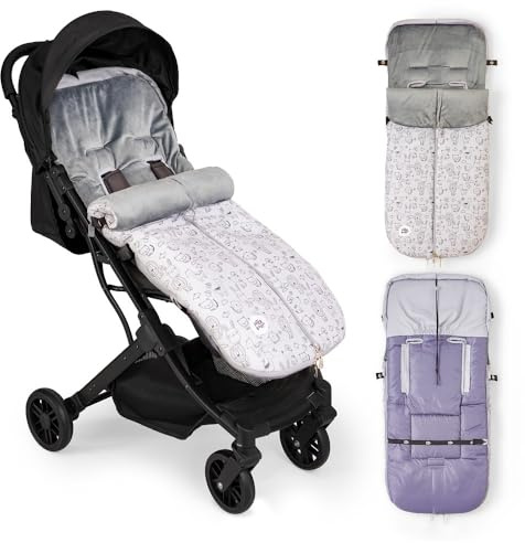 Chanceliere Bebe Poussette Interbaby | Couverture Poussette Bebe Hiver, Doux | Sac de Couchage Poussette Bebe Détachable, Double Ouverture, Lavage Facile, Matériaux Antiallergiques, Animaux Gris