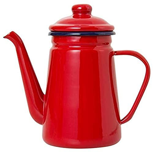 1.1L Emaille Kaffeekanne, Über Milchwasserkrug Gießen Krug Teekanne Kessel Für Gasherd Und Induktionsherd, Induktionsherd Gasherd Zur Verfügung-red