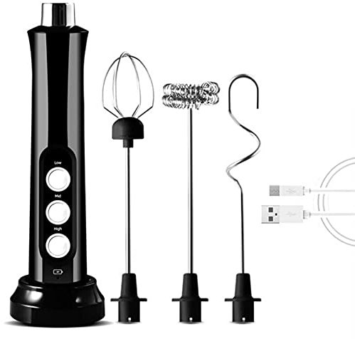 Mélangeur Fouet à Lait, Fouet à Main Rechargeable USB, Mini Mélangeur Multifonction 3-en-1, Mini Fouet Électrique, Mousseur À Lait, Fouet À Lait À Main Électrique Régulateur De Vitesse,A