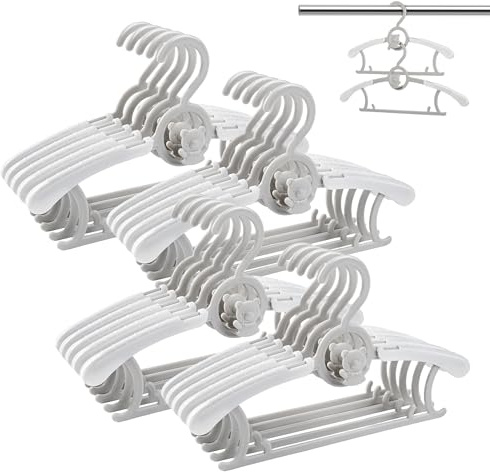 HGYZE Baby Nursery Closet Hangers, Ultra Thin Non-Slip and Extendable Laundry Infant Pant Hanger for Newborn Clothes - 20pcs Grey Gift - Adjustable Children Coat Hanger for Girl Boy Toddler Kids Child