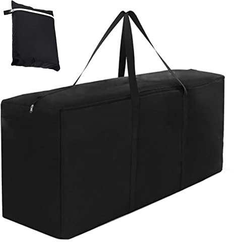 TUAKIMCE 260L Large Storage Bags, 210D Waterproof Dust-proof Duvet Storage Bag, Thickened Sturdy Oxford Material Underbed Storage Bags for Clothes, Bedding, Clothes, Moving Home (Black, 122*39*55cm)