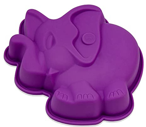 Kakform silikon med elefant 15 cm, speciell bakform, tårtbotten, födelsedagstårta, motivbakform, fruktkakor, baktillbehör, temperaturbeständig färg: Lila