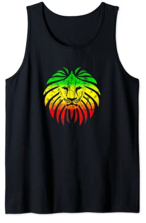Reggae Löwe Musik Fahne Farben Rasta Roots Vintage Grunge Tank Top
