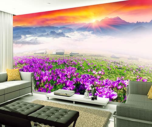 XAONUO Blumen Wandbild Fototapete 3D Effekt 140X70Cm Lila Mode Blumen Fototapeten Vlies Tapeten Wandtapete Vliestapete Wandbild Wand Schlafzimmer Wohnzimmer Büro Küche