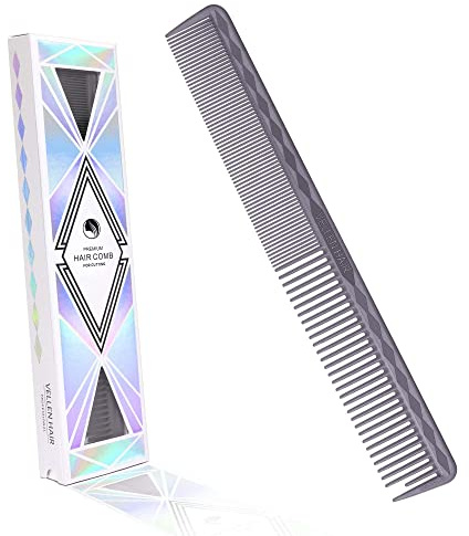 Vellen Hair Ultimativer Schneidkamm für Männer und Frauen, unzerbrechliches PEI-Material 220 °C, hitzebeständig, Friseur-Stylingkämme - 17,8 cm - Grau - VH202