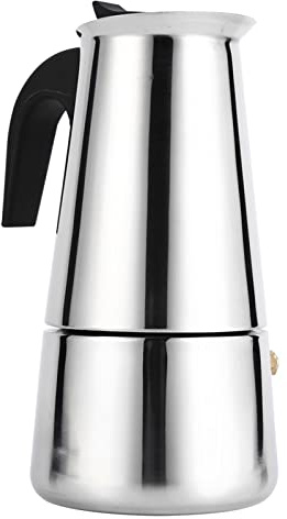 Jerliflyer Kaffeekanne, Edelstahl Herdfreundliche Moka Kanne große Kapazität hochtemperaturbeständige Moka Kaffeemaschine Zuhause Büro Teekannen Kaffeemaschinen zum Warmhalten von Getränken (450ml)