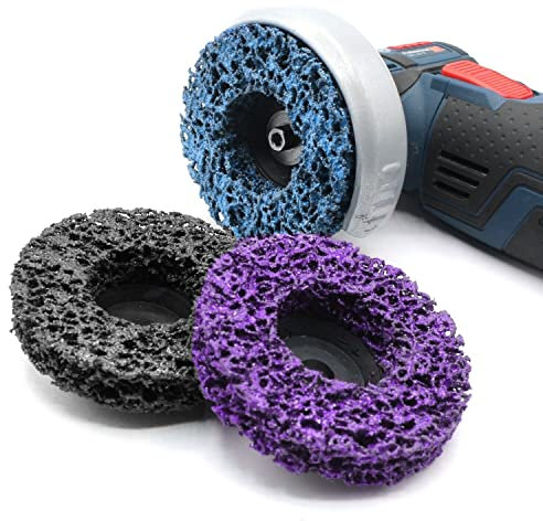 3x Reinigungsscheibe 76 mm Reinigungsvlies CSD Schleifscheibe Vlies Nylon Schruppscheibe für Akku Winkelschleifer GWS, PWSA, Bosch, BTI, Parkside Set