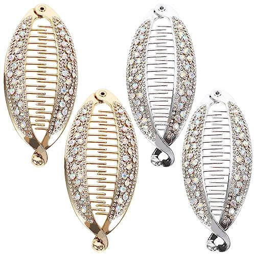 Luxshiny Fischförmige Bananen-Haarspangen 4Er Set Starker Halteclip Für Pferdeschwanz Dünnes Und Dickes Haar Modische Haarklammern Für Arbeit Und Party 4.45X1.85X0.39In
