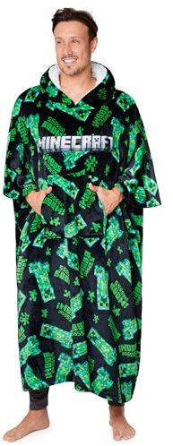 Minecraft Sudadera Hombre con Capucha de Forro Polar, Talla Única, Oversize - Regalo Hombre