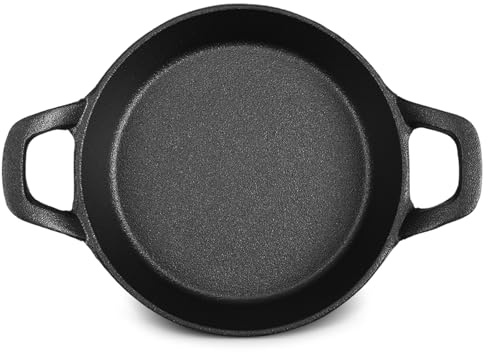 Ziliny Mini Cast Iron Skillets 6.3 x 6.3 x 1.5 Inch Cast Iron Pan Small Ramekin Set Black Casserole Dish Cookware Oven Safe Mini Skillets for Kitchen Indoor Outdoor Picnic (1 Pack)