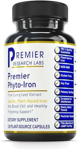 Premier Research Labs Phyto-Iron - Plant Based Iron for Men & Women for Blood Support, Curry Leaves Supplement, Iron Supplements, Non-Heme Iron, 18mg Iron Per Serving - 120 Vegetarian Capsules