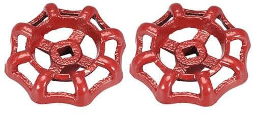 Recogwood Wasserhahn-Radgriff-Ventil, 7 mm x 7 mm, Ersatz für Absperrschieber, 2 Stück, Außenhahnschlauch, Radgriff, Rad-Außendurchmesser 64 mm, lackierter Stahlguss