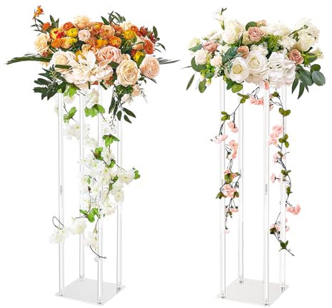 VEVOR 2er-Set Blumenhocker Eckig 20x20x80cm Blumenständer Acryl Beistelltisch Modern Blumensäule Acryl-Laminat Pflanzenhocker Pflanzenständer Metallständer für Dekoration von Bars Hotels Cafés