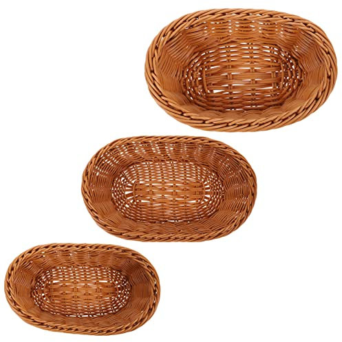 ABOOFAN 3pcs Woven Basket Dessert Basket Fruit Container