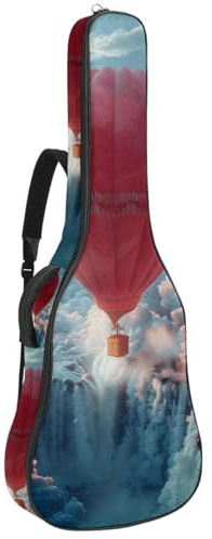 Gitarrentasche Groß Universal Tasche für 40/41/42 Zoll Akustikgitarre Wasserdicht mit Schutzschicht Mehrere Taschen Rot Heißluftballon Muster, mehrfarbig, 42.9x16.9x4.7 in, Gitarrentasche