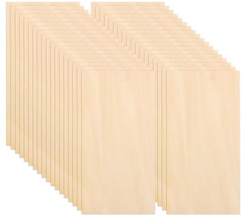 VIDETOL 40 Pcs Balsa Wood Sheets, 200x100x2mm Plywood Sheets, Unfinished Basswood for DIY Crafts Projects, Woodcraft Model, Pyrography, Painting and Engraving