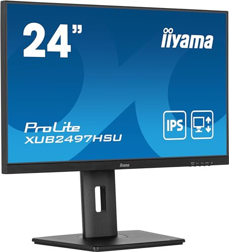 iiyama Prolite XUB2497HSU-B1 60,5cm 23,8 IPS LED-Monitor Full-HD 100Hz HDMI DP USB2.0 Slim-Line Höhenverstellung Pivot AdaptiveSync schwarz