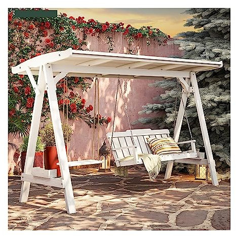 Linmeas-753 Garden Swing Seat Outdoor Multi Person Swing, Outdoor Floor To Ceiling Adult Rocking Chair, 3 Person Swing Courtyard Wooden Hanging Chair for Patio, Yard (Color : A)