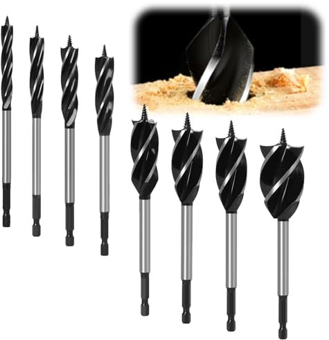 8 Stück Profi Holzbohrer Set, Holzbohrer Bohrer Set, Schneckenbohrer Selbstvorschub Stahl Schlangenbohrer inkl 10mm, 16mm, 18mm, 20mm, 22mm, 25mm, 32mm, 35mm für Holzbearbeitung