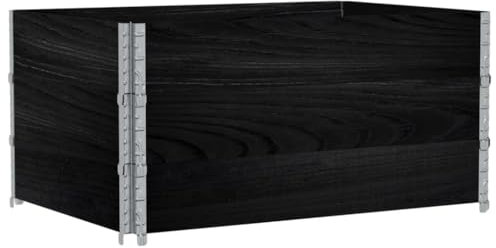 vidaXL Pallet Collars/Raised Bed Vegetable Planter Set of 3 - Black Solid Pine Wood Stackable and Foldable - 120 x 80 x 60.5 cm