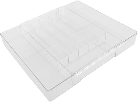 HOLIDYOYO Acrylic Silverware Organizer Cutlery Drawer Organiser Small Silverware Organizer Tray Expandable Kitchen Drawer