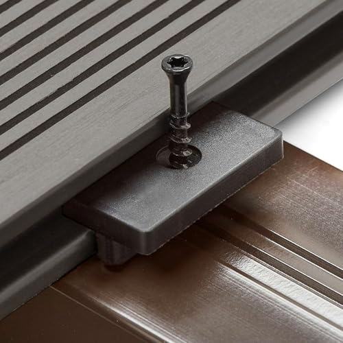 AVT Lot de 100 clips de fixation pour terrasse en composite Noir Vis en acier inoxydable