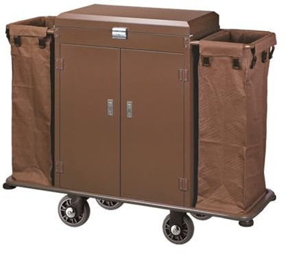 Wäschewagen Edelstahl Zimmerservicewagen, Reinigungswagen, Wäschewagen, Reinigungswagen, Dreifachdecker mit Tür Wäschesortierer